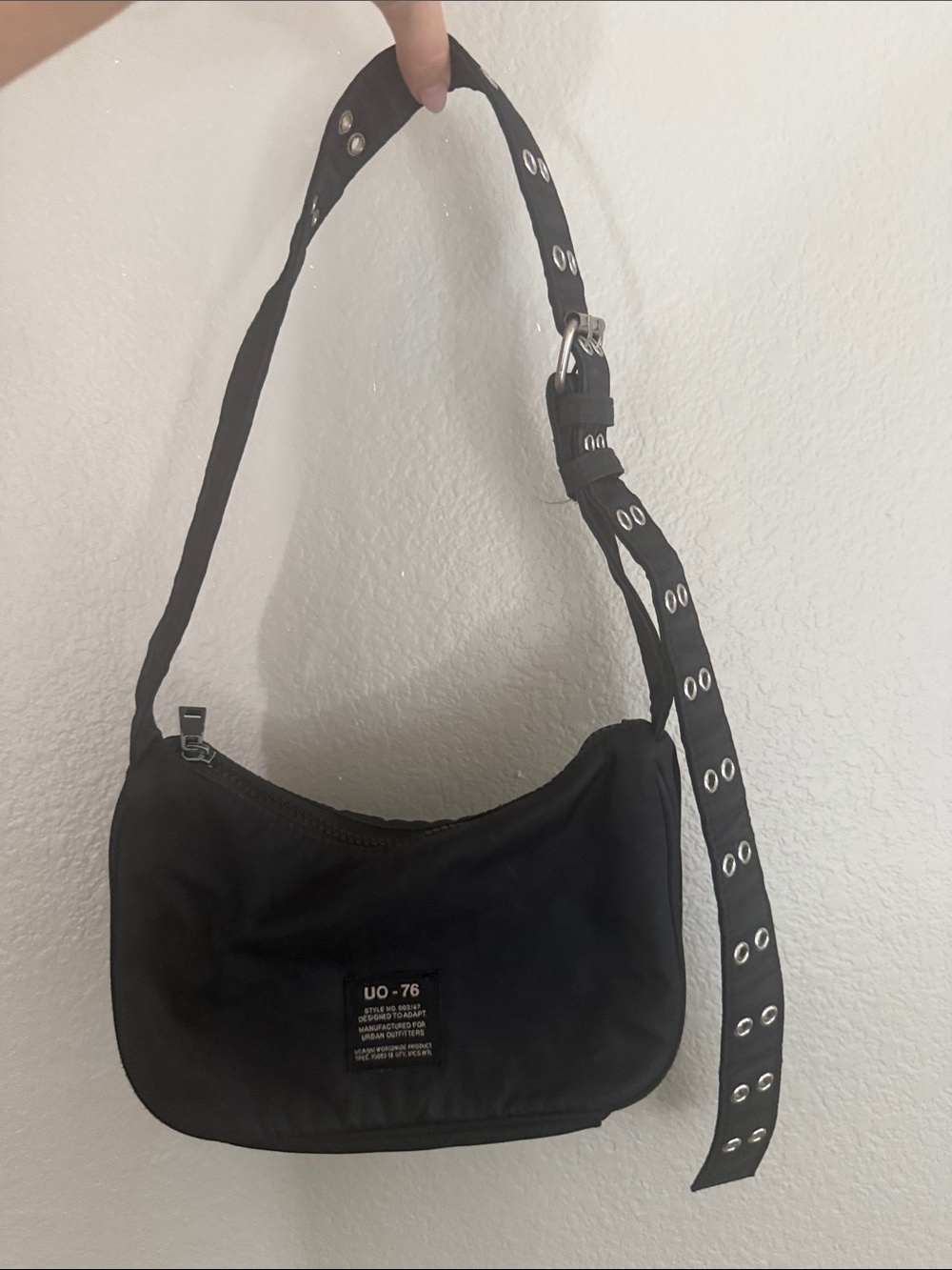 Urban Outfitters Black Shoulder Bag with Eyelet Strap